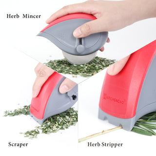 Detachable Herb Mincer Roller Cutter S/S Blade Leaf Stripper Red