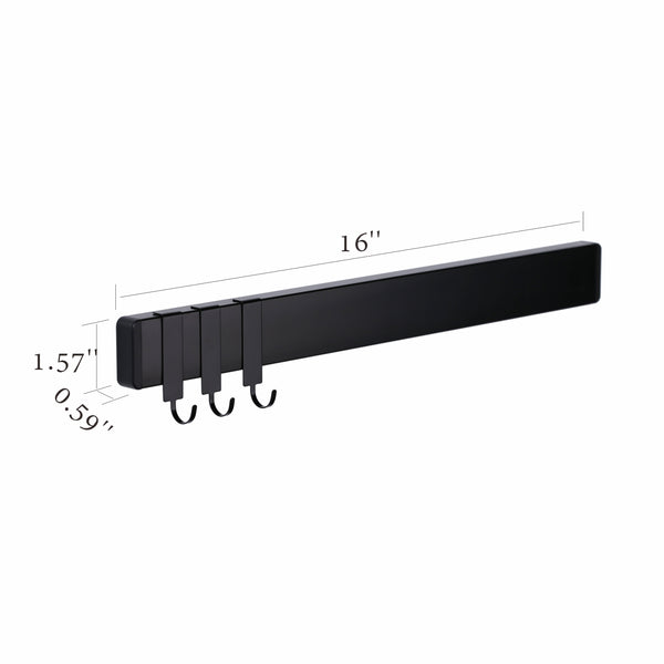 16 Inch Stainless Steel Magnetic Knife Strip Holder With 3 Hooks