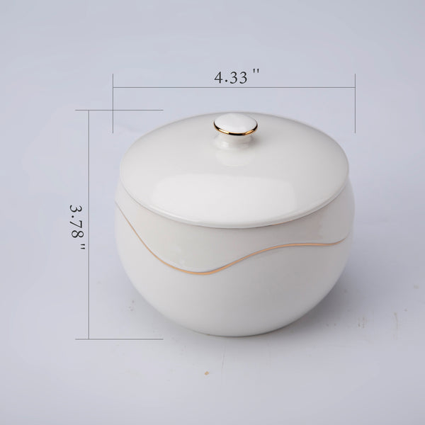 11 oz Porcelain Sugar Bowl With Built-in Spoon Sugar Jar With Lid