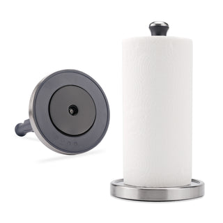 KITCHENDAO One-Handed Tear Paper Towel Holder Countertop,Rotation Freestanding Kitchen Paper Holder Stand, Stainless Steel Paper Roll Holder with Weighted Base High-Adhesion Pad Sticker
