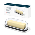 KITCHENDAO Airtight Butter Dish with Lid for Countertop and Refrigerator Door Shelf, Plastic Butter Holder, Butter Keeper Tray Container for West/East Coast Butter, White