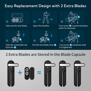 KITCHENDAO Replaceable Can Opener with 2 Extra Blades, Handheld Smooth Edge Cut Tin Opener, Super Sharp Manual Can Opener with Magnet, Large Turning Knob for Seniors & Arthritis, Black