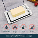 KITCHENDAO Airtight Flip-Top Butter Dish with Lid for Countertop and Refrigerator, Butter Keeper, Plastic Butter Holder Tray for 2 Sticks East Coast/West Coast/European Style/ Kerrygold Butter