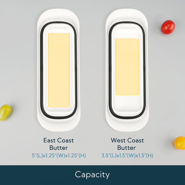 KITCHENDAO Airtight Butter Dish with Lid for Countertop and Refrigerator Door Shelf, Plastic Butter Holder, Butter Keeper Tray Container for West/East Coast Butter, White