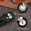 KITCHENDAO Replaceable Can Opener with 2 Extra Blades, Handheld Smooth Edge Cut Tin Opener, Super Sharp Manual Can Opener with Magnet, Large Turning Knob for Seniors & Arthritis, Black