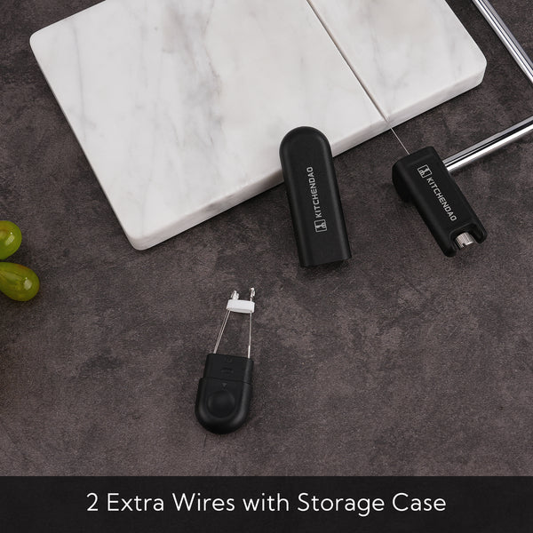 KITCHENDAO Replaceable Wire Cheese Slicer with Board, Tightness Adjustable Cheese Slicer, Marble Cheese Cutter for Block Cheese, Easy to Replace, with 2 Extra Upgrade Strong Wires