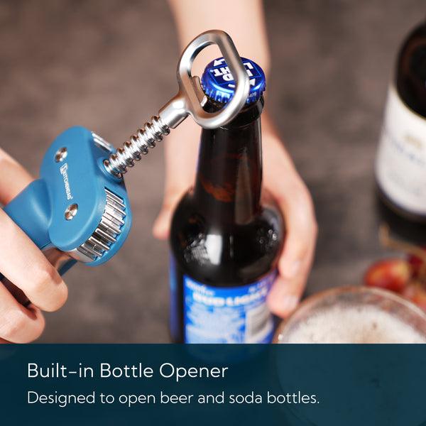 3 in 1 Wine Bottle Opener, Wing Corkscrew with Foil Cutter, Built-in Beer Bottle Opener