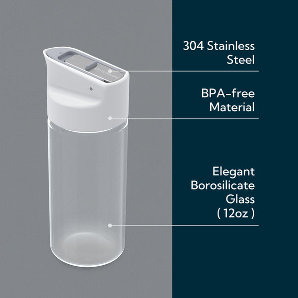 KITCHENDAO Glass Creamer with Fresh-Keeping Lock Mechanism, Drip-free Spout, 12 oz Milk Pitcher with Lid, Borosilicate Glass Creamer Container, Dishwasher Safe