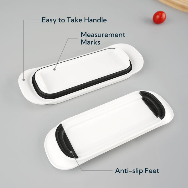 KITCHENDAO Airtight Butter Dish with Lid for Countertop and Refrigerator Door Shelf, Plastic Butter Holder, Butter Keeper Tray Container for West/East Coast Butter, White