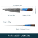 KITCHENDAO Chef Knife 8 Inch 67-Layer Damascus Steel Kitchen Knife Super Sharp Cooking Knife with Unique Rosewood and Resin Handle, Gift Box for Family, Friends and Colleagues