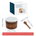 KITCHENDAO Acacia Salt Cellar Box Bowl with Built-in Spoon and Marble Lid, Solid Natural Acacia Wood Bath Sea Salt Container, Elegant Modern Grey and White Marble Lid Spice Bowl, 6oz Capacity