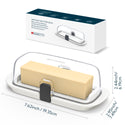 KITCHENDAO Airtight Butter Dish with Lid for Countertop and Refrigerator Door Shelf, Butter Holder with One Press to Open/Close Secure Latching Buckle, Butter Keeper for West/East Coast Butter (White)