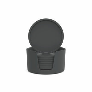 Buy black 4.25 Inch Bar Drink Coasters With Holder Set Of 8