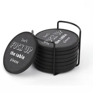 4 Inch Slate Stone Drink Coasters With Storage Ring Coaster Set Funny