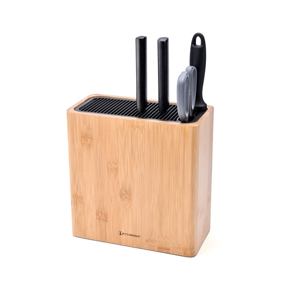 Deluxe Universal Knife Block with Slots Bamboo Knife Holder Rectangula