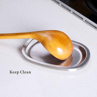 Stainless Steel Spoon Rest With Silicone Anti-slip Pad For Kitchen