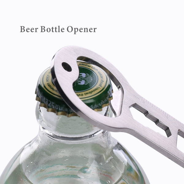 4 in 1 Keychain Bottle Opener Classic Beer Opener Gift For Father Husband Boyfriend Silver