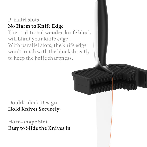 Universal Knife Block With Slots For Scissors And Sharpening Rod Square