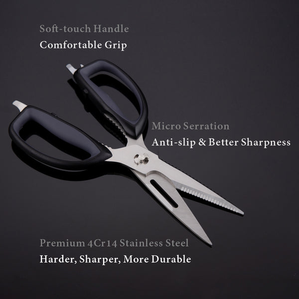 Kitchen Scissors-heavy Duty Kitchen Shears Stainless Steel,comes-apart  Detachable Kitchen Shears,with Magnetic Holder,compatible With Chicken,meat,foo