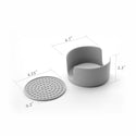 4.25 Inch Bar Drink Coasters With Holder Set of 8 Grey Convex