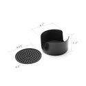 4.25 Inch Bar Drink Coasters With Holder Set Of 8 Black Convex