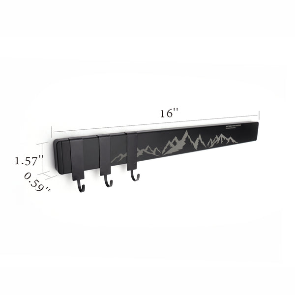Modern Magnetic Knife Strip With 3 Hooks 16 Inch Rhythm of the Mountain Design